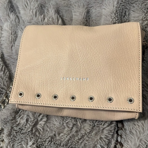 Longchamp leather cross body bag with metal chain - Picture 3 of 13